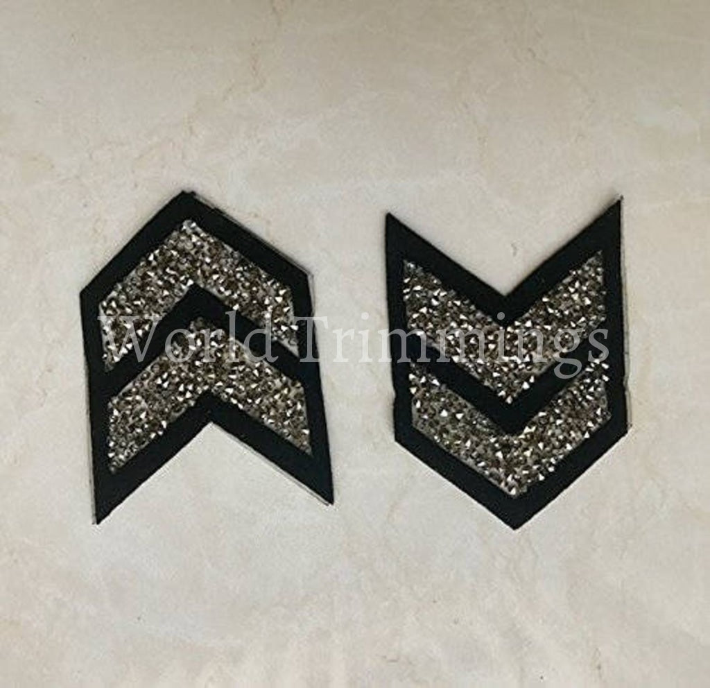 Army Rhinestone Stripes Applique Iron On Transfer Patch Price For 4 Pcs Clothing Accessories