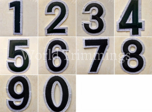 Black And White Embroidered Iron On Numbers Applique Patch Iron On Numerals For T-Shirt Or Coat