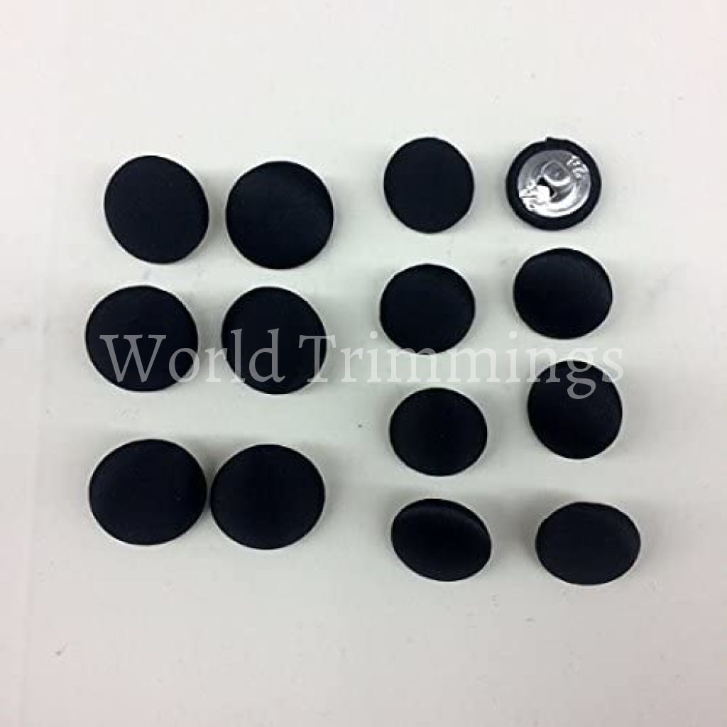 Black Tuxedo Button Set. Polyester Satin Cover Metal Shank./price Per 6Pcs 17Mm And 10Pcs 12Mm