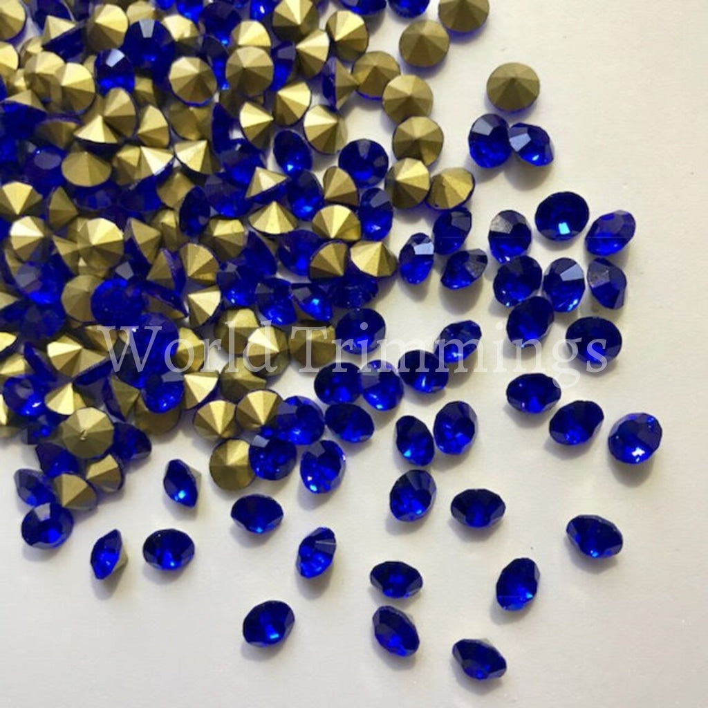 Blue Zircon Ss6 (2Mm) Loose Pointy Rhinestone Packs/ Swarovski Shine Rhinestones Glue On Crystal