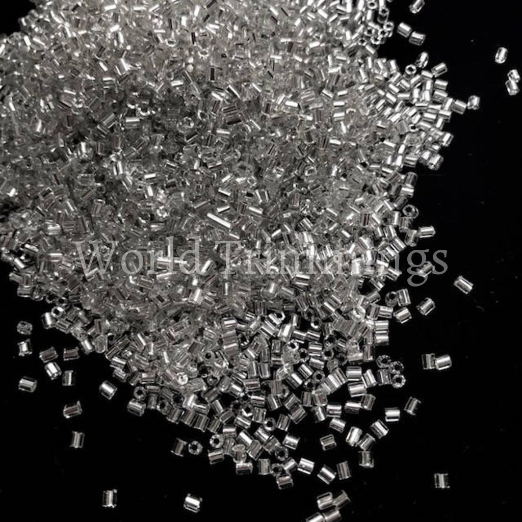 Bugle Seed Beads 2Mm Silver Lined Crystal Japanese Glass Price Per Pack/ 80 Grams Bridal Accessories