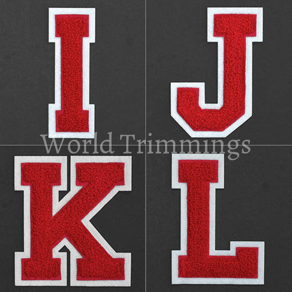 Red Iron on Letters for Clothing Tshirts Jerseys 2.15 Embroidered Varsity Alphabet Heat Transfer Letter Patches for Hats Backpacks Jackets Clothes