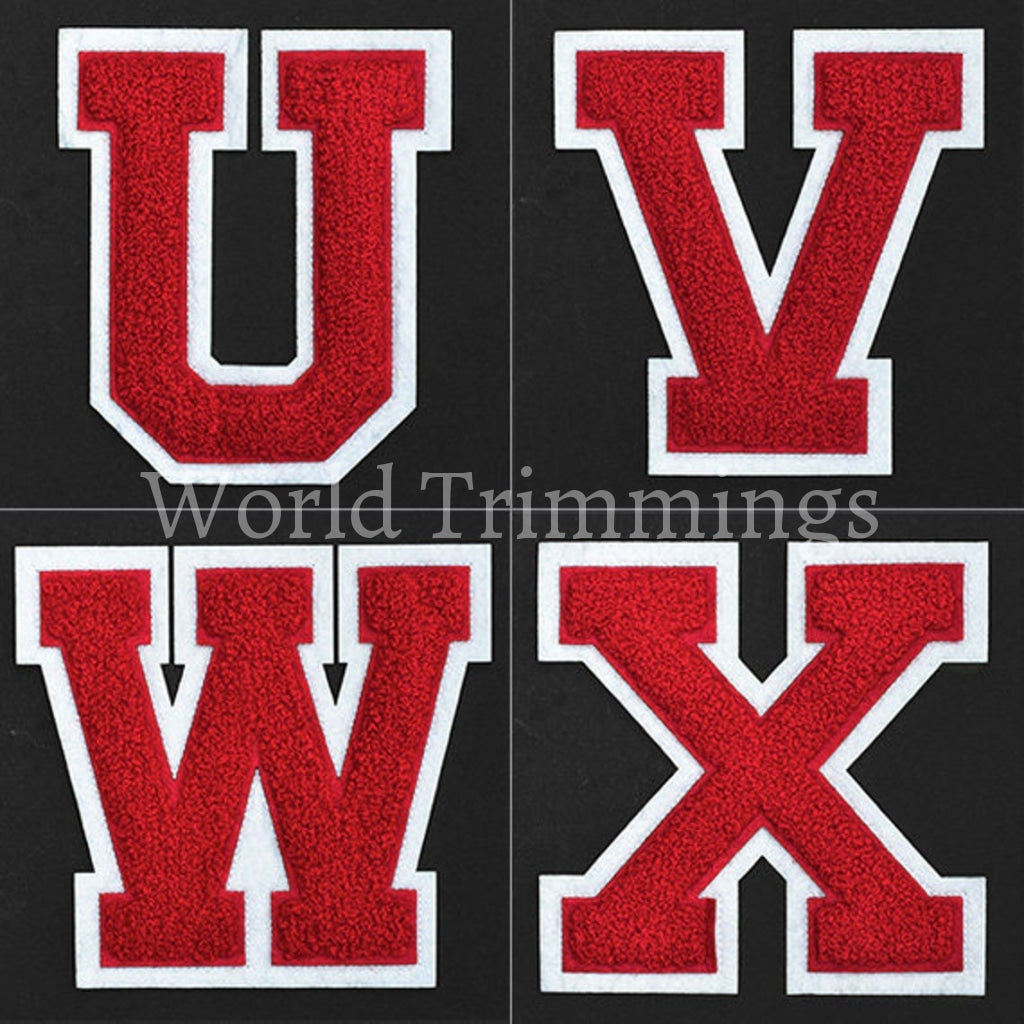 Large 6 Varsity Letter, RED/WHITE, Chenille & w/Felt Letters, 1-pc, Choose  Your Letter, A to Z Patch, Iron-on or Sew, Customize Your Jacket