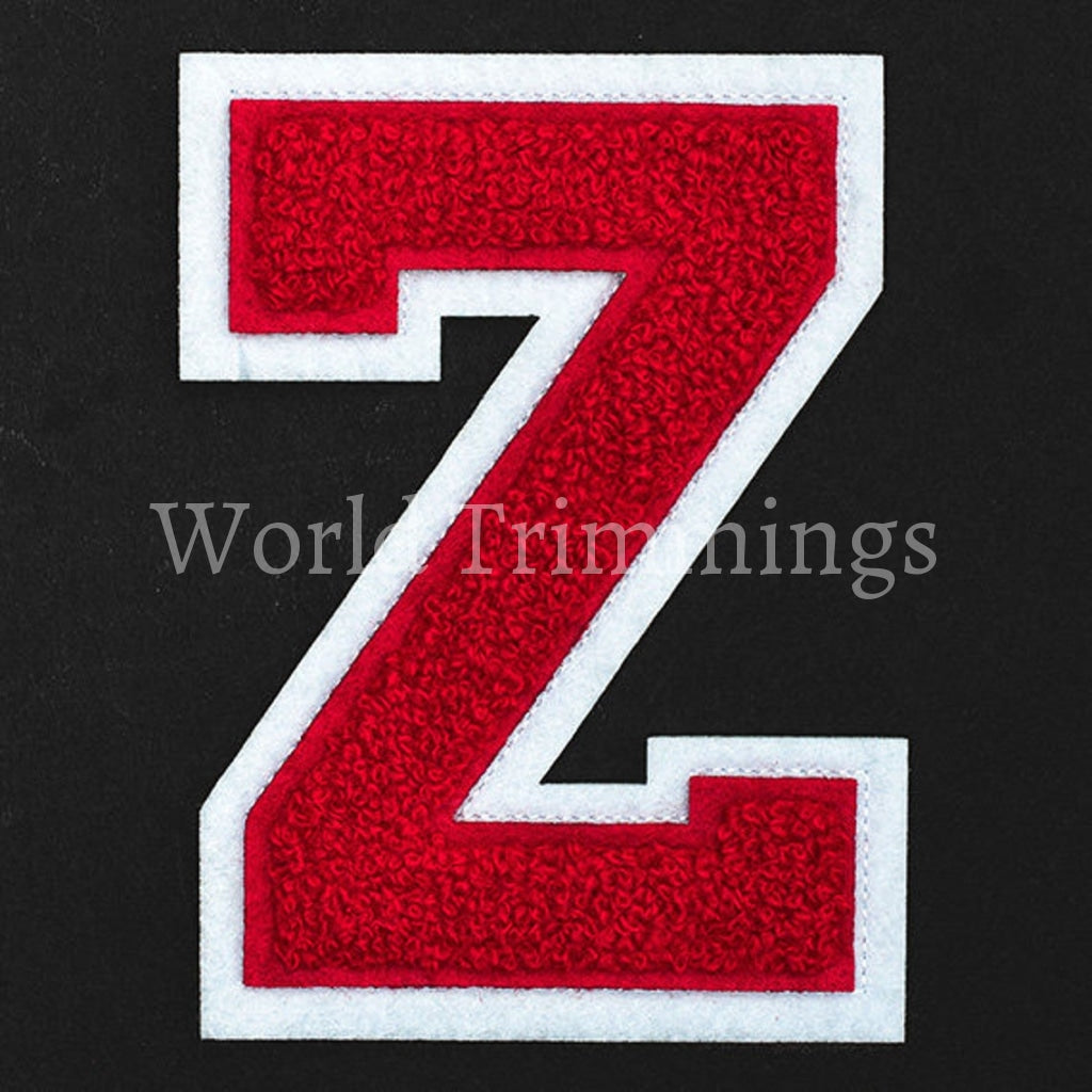 Chenille Stitch Varsity Letters Iron-On Patch Price Per Piece Red/white Z Jeans T-Shirts. Jackets