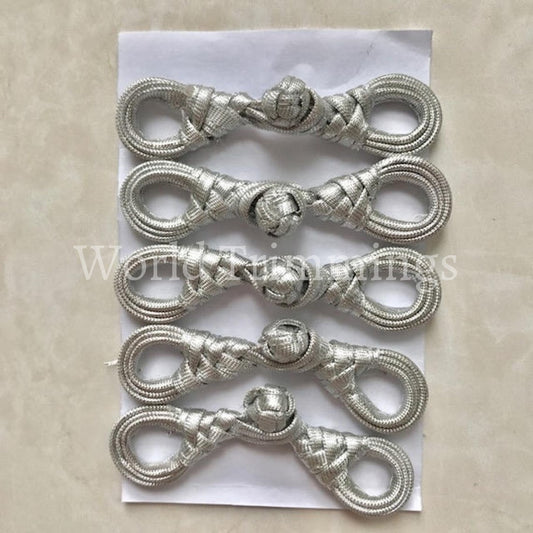 Chinese Knot Button Closures Color Metallic Gold Fancy Knots - Frog Buttons Silver Clothing
