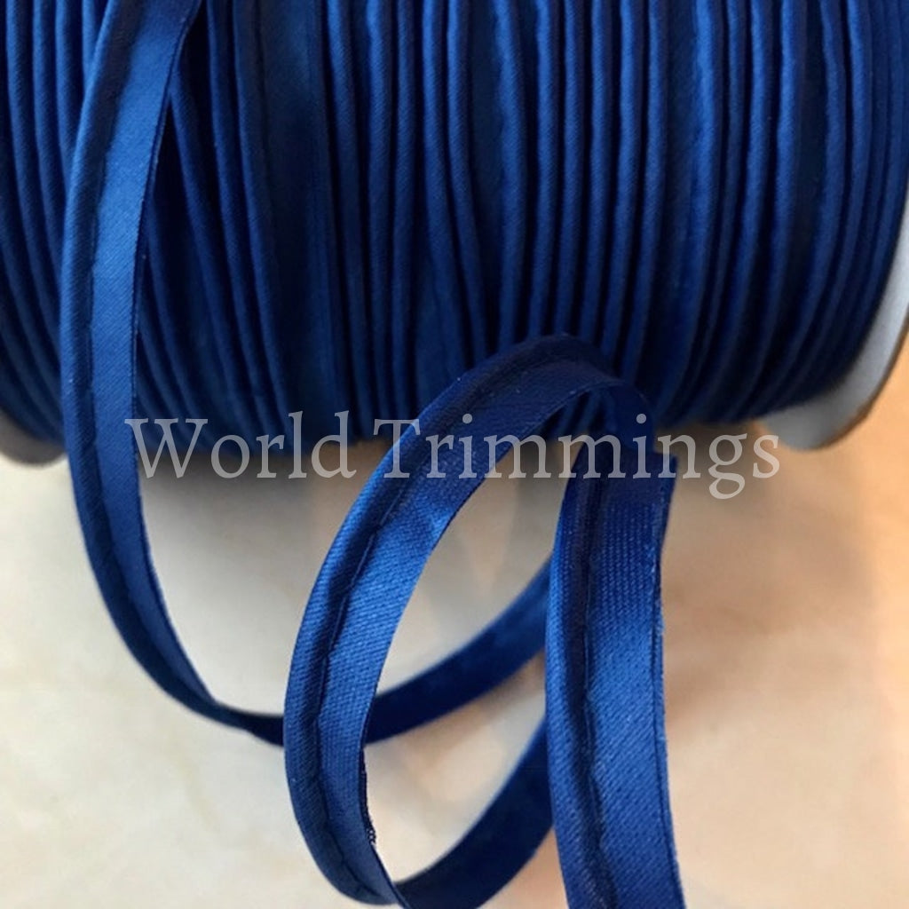 Cord-Edge -Piping Trim Satin -Lip Cord For Clothing Pillows Lamps Draperies 10 Yards Royal Blue