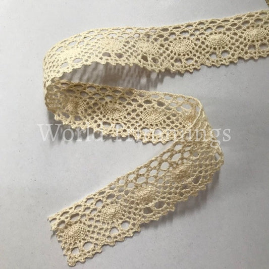 Cotton Crochet Lace Trimming Vintage Style Trim For Wedding Insertion Cream Home Decor Projects.