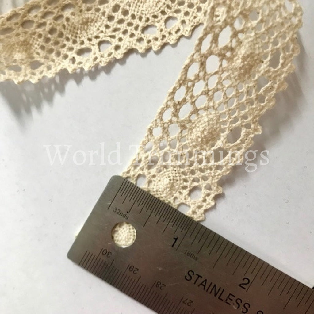 Cotton Crochet Lace Trimming Vintage Style Trim For Wedding Insertion Cream Home Decor Projects.