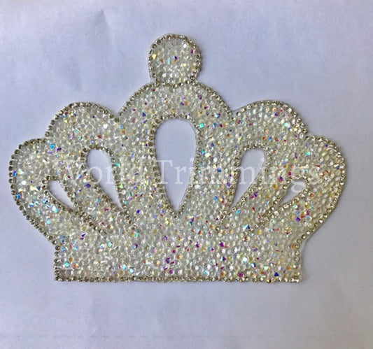 Crown Rhinestone Applique Iron On Transfer Patch Price For 1 Pcs Clear Ab Clothing Accessories