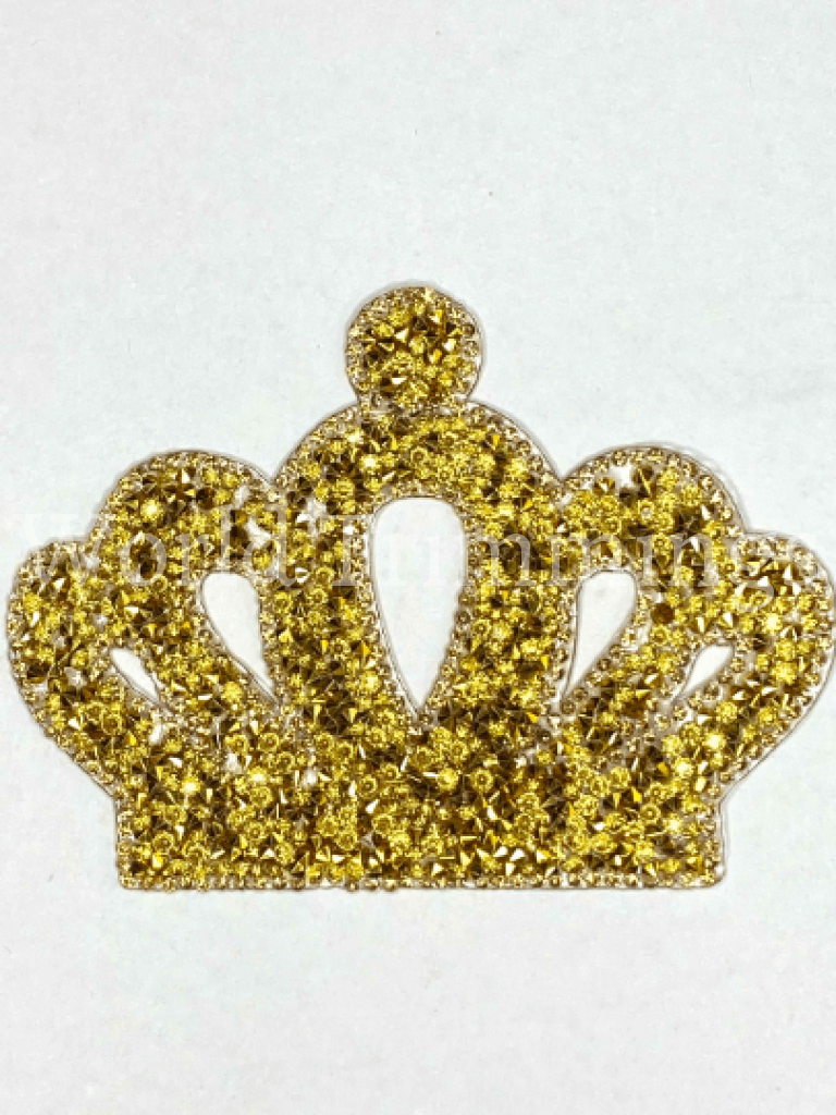 Crown Rhinestone Applique Iron On Transfer Patch Price For 1 Pcs Gold Clothing Accessories