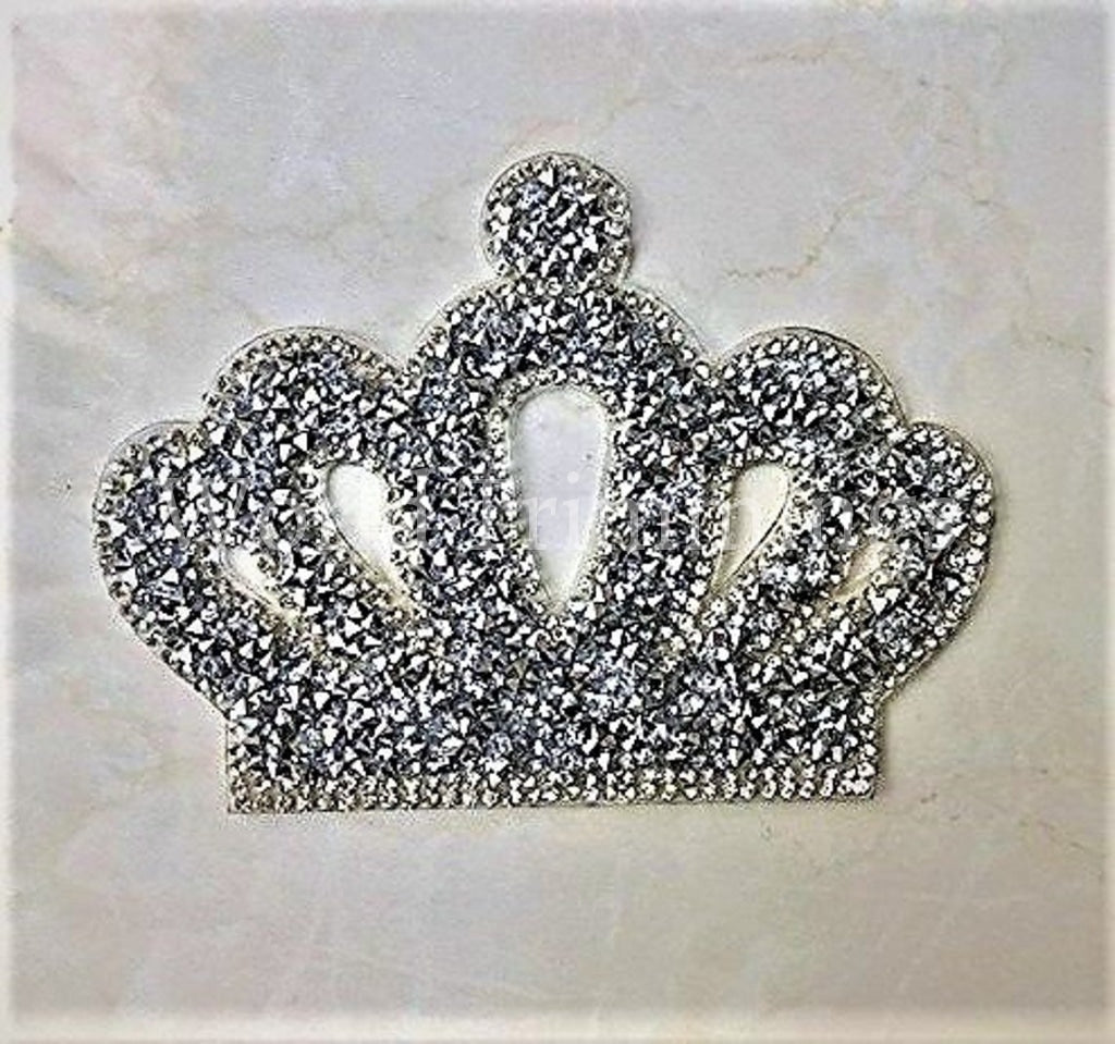 Crown Rhinestone Applique Iron on Transfer Applique Patch – World Trimmings