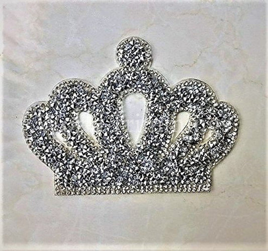 Crown Rhinestone Applique Iron On Transfer Patch Price For 1 Pcs Silver Clothing Accessories
