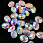 Crystal Ab Oval Sharp Resin Rhinestones Flat Back Clear Aurora Borealis Marquise Sew On 12X16Mm