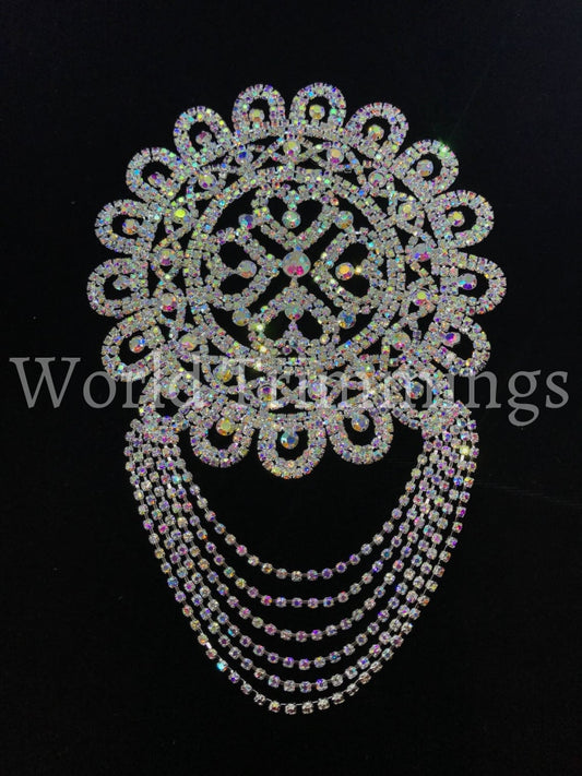 Crystal Ab Rhinestone Applique Wedding Beaded Crystal Patch Sash Costume Accessories