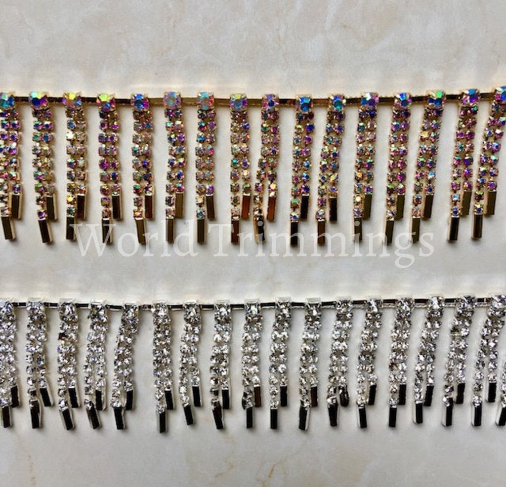 Crystal Gold Drop Rhinestone Trimming Chain Bridal Wedding Sash Hair Decoration 1.5 Diameter Selling