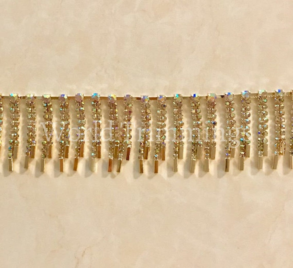 Crystal Gold Drop Rhinestone Trimming Chain Bridal Wedding Sash Hair Decoration 1.5 Diameter Selling