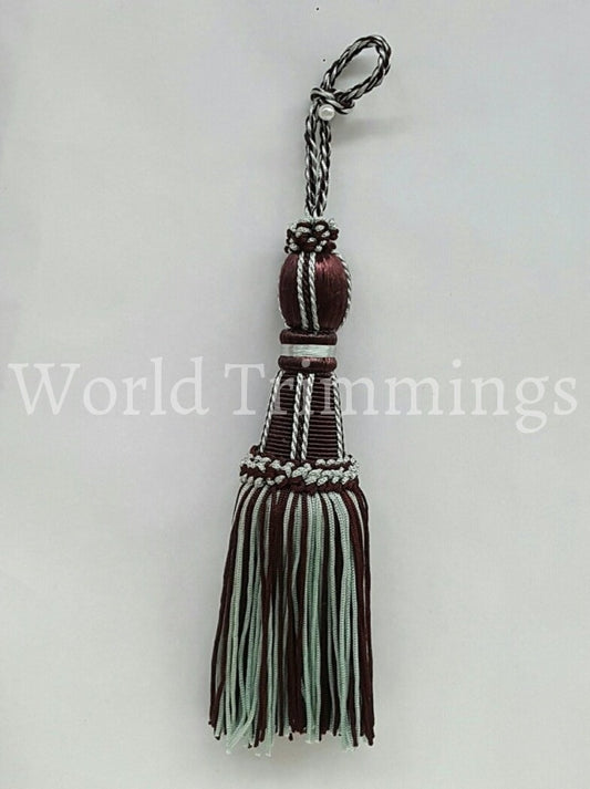 Decorative 6.5 Key Tassel Dark Brown / Blue Imperial Collecion Holiday Splendor Price Per Piece