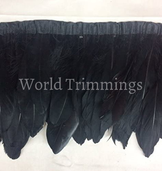 Duck Duck Goose Feather Fringe 6 Inch Long Black( Price Per Yard) Costume Accessories