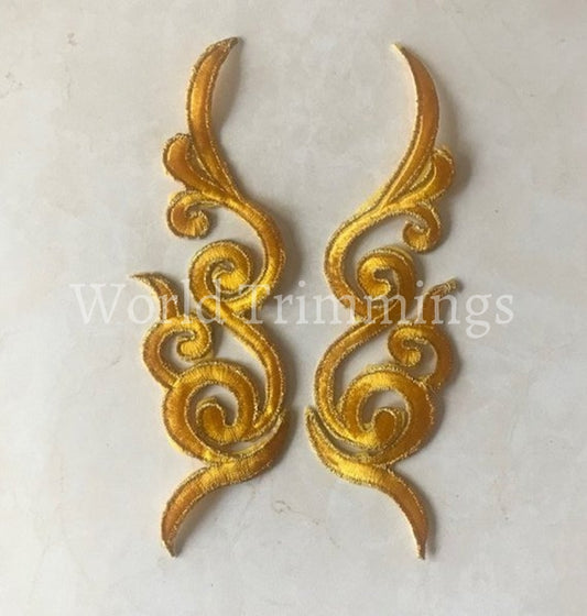 Embroidered Gold Patch Applique Iron On Transfer Price For 2 Pcs Costume Accessories