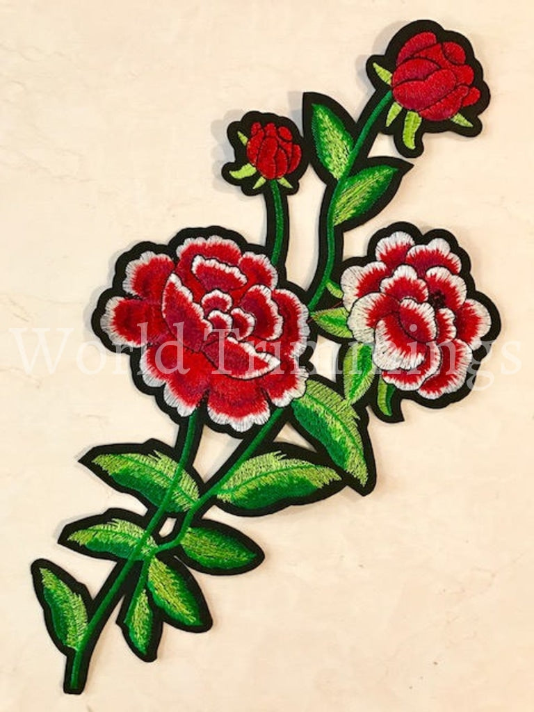 Extra Large Rose Flower Embroidered Applique Patch Adhesive Headpiece For Diy Dress Fashion Price