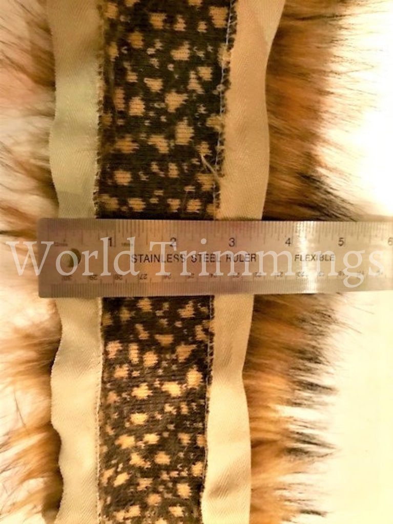 Faux Fur Trim Brown/ivory Soft Stripe Furry Long Outfit Sets