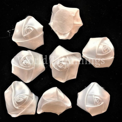 Flat Back Mini 3D Satin Rose Flower Accessories Handmade Rolled Rosettes For Hair Clip Or Headband