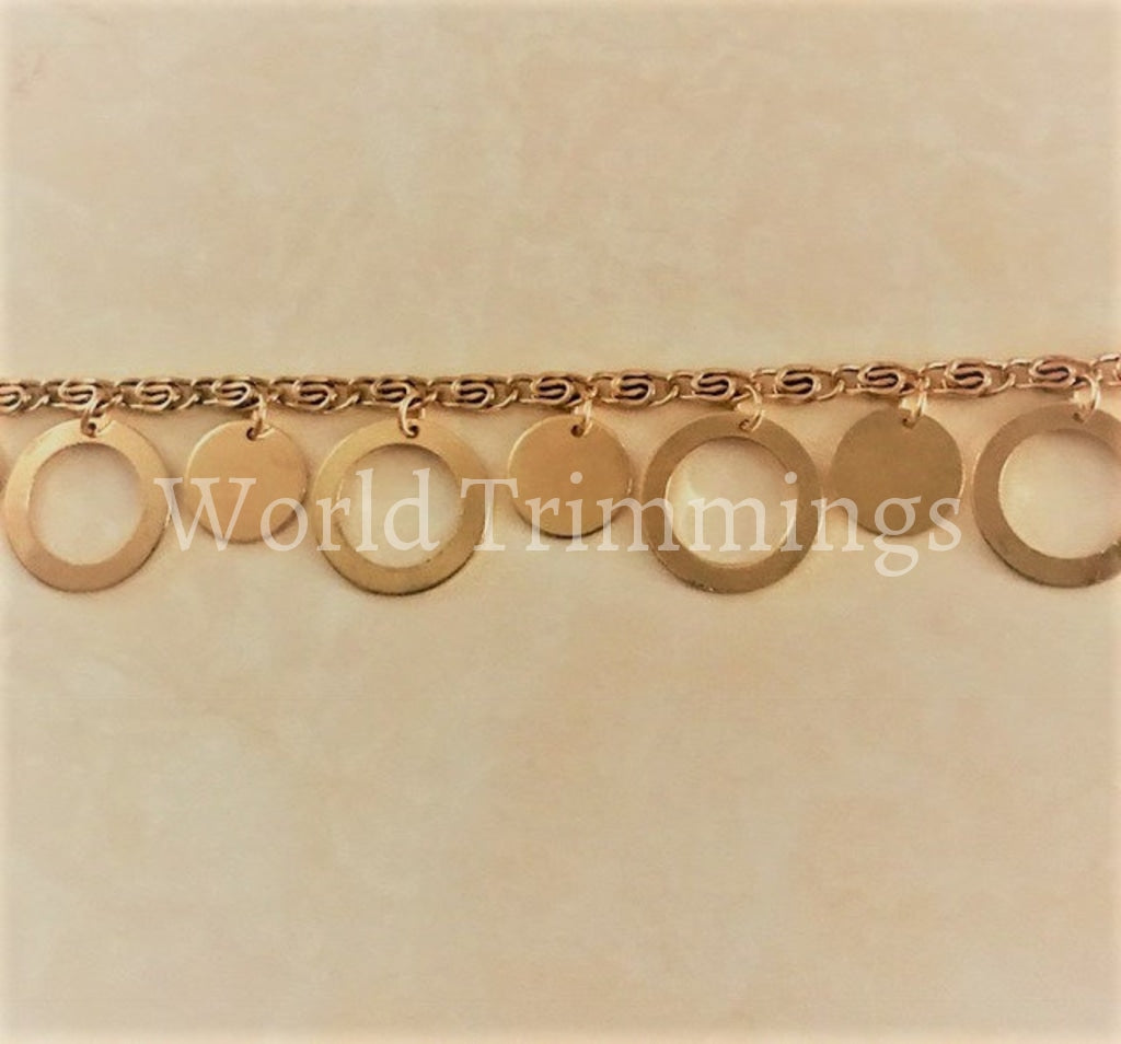 Gold Plated Chain With Dangling Coin Charms/ Price Per Yard Costumes