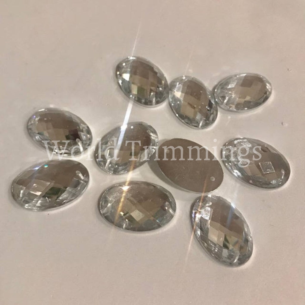 High-Quality Crystal Resin Rhinestones Oval Sharp Flat Back Shiny Like Swarovski Sew On 18X25Mm