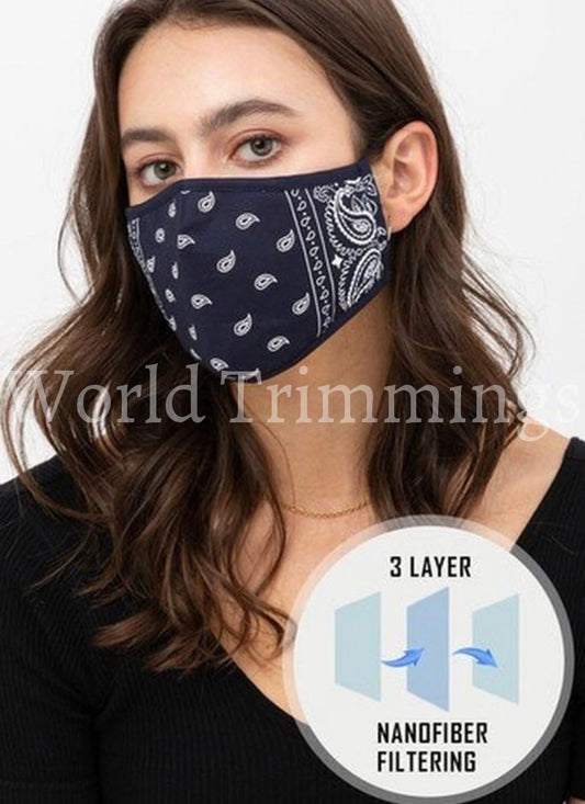 High Quality Navy Fashion Face Mask With Built In Filter And Nose Bar Made Uas Masks