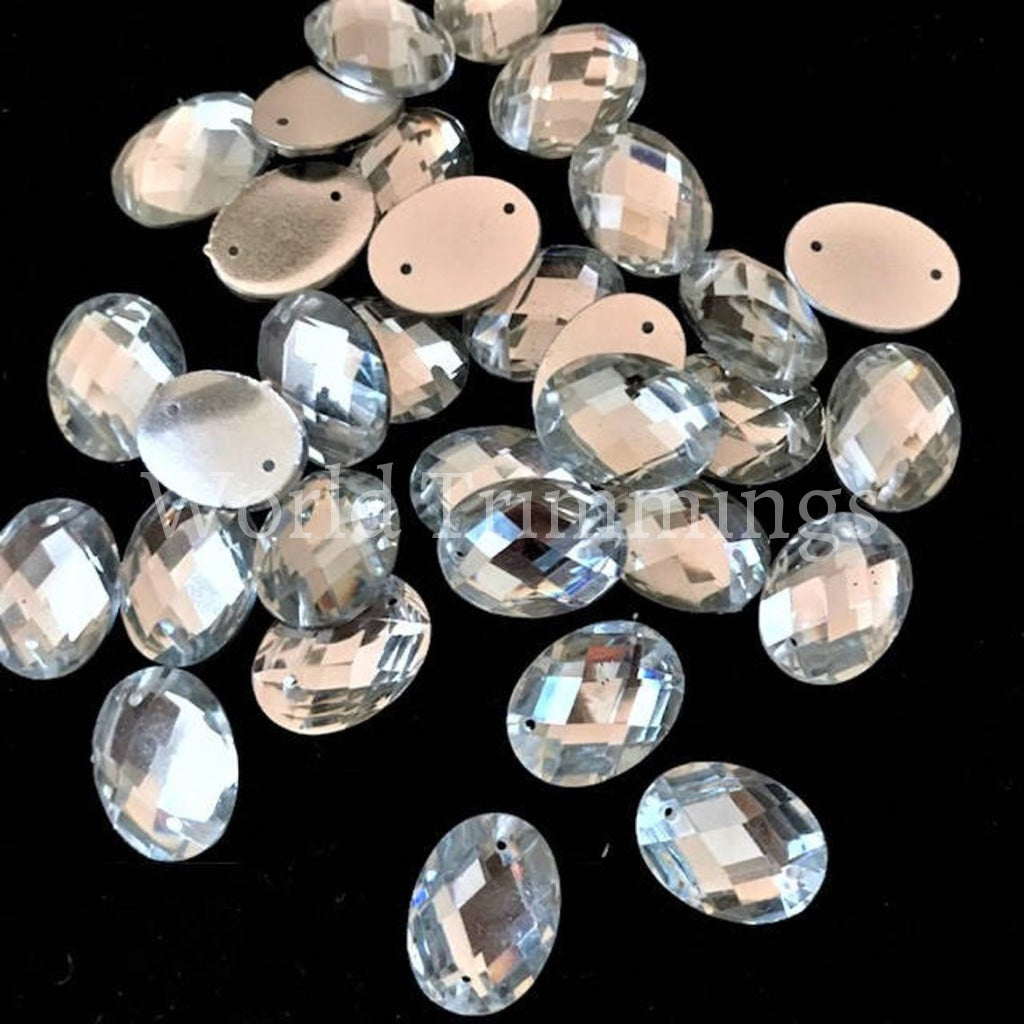 High Quality Oval Sharp Resin Rhinestones Flat Back Crystal Shiny Like Swarovski Sew On 13X18Mm