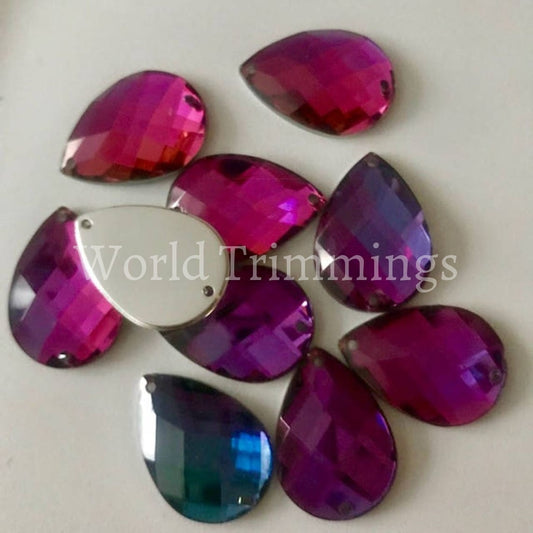 High-Quality Rainbow Ab Resin Rhinestones Tear Drop Sharp Flat Back Shiny Like Swarovski Sew On