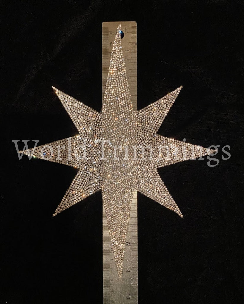 High Quality Star Rhinestone Applique Clear Silver Rhinestones Patch Iron On/price Per One Piece