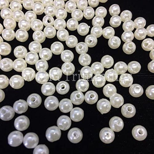 Ivory Or White 4Mm Loose Round Pearl Price Per Pack/50 Grams Sew On Clothing Accessories