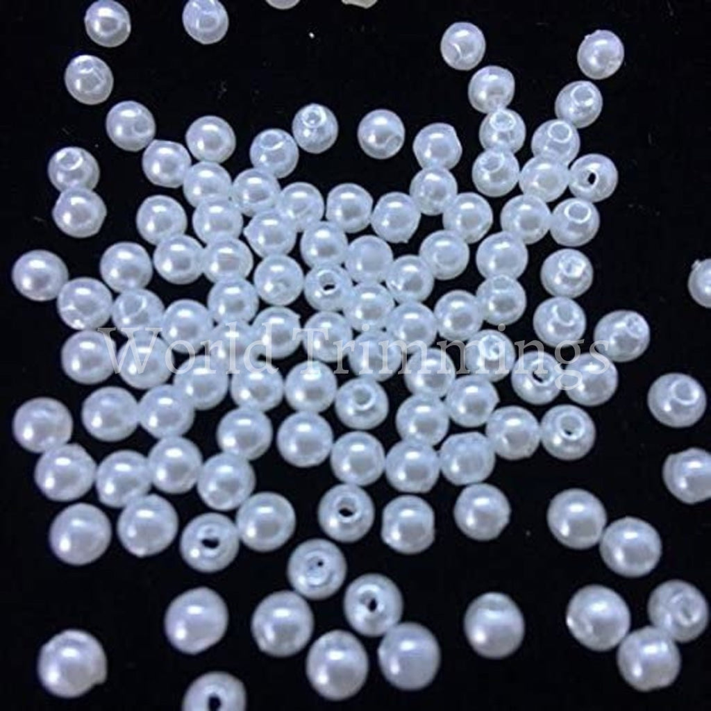 Ivory Or White 4Mm Loose Round Pearl Price Per Pack/50 Grams Sew On Clothing Accessories