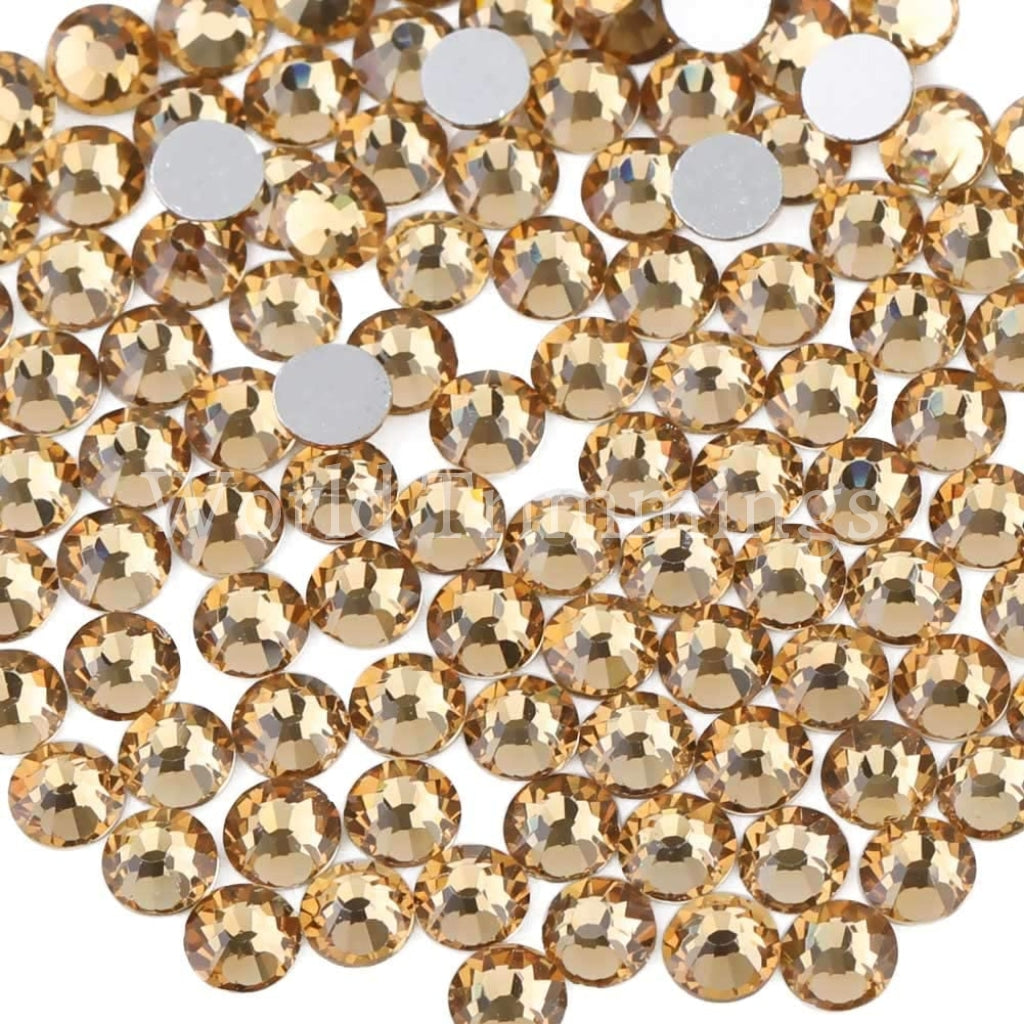 Light Colorado Topaz 6Mm Loose Flat Back Rhinestone Packs/ Swarovski Shine Rhinestones Glue On