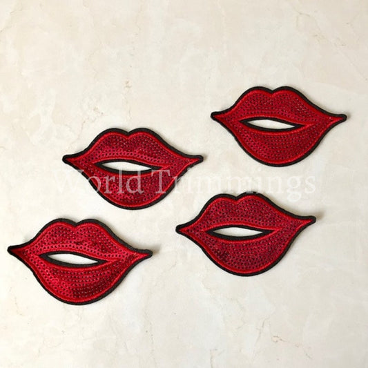 Lips -Red- Hot -Sequin-High Quality Iron On Applique/embroidered Patch Costume Accessories