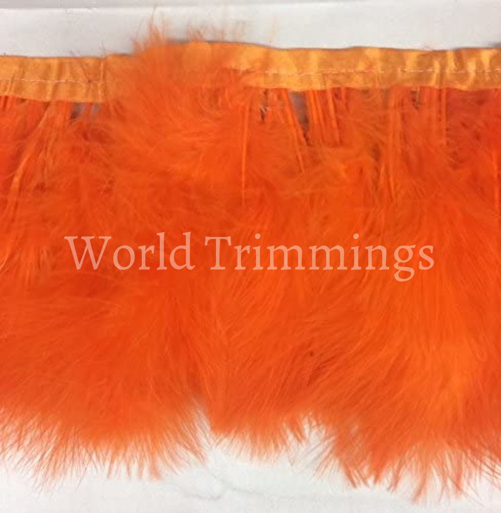 Marabou Turkey Fluff Feather Fringe Trim 6-7Long Orange (Selling Per Yard) Costume Accessories