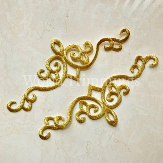 Metallic Gold Trimming Patch Applique Iron On Transfer Price For 2 Pcs Baby & Toddler Clothing