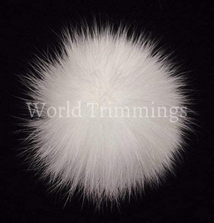 Natural Genuine Fox Fur Pom Ball 3.5-4 Inch Width White Hats