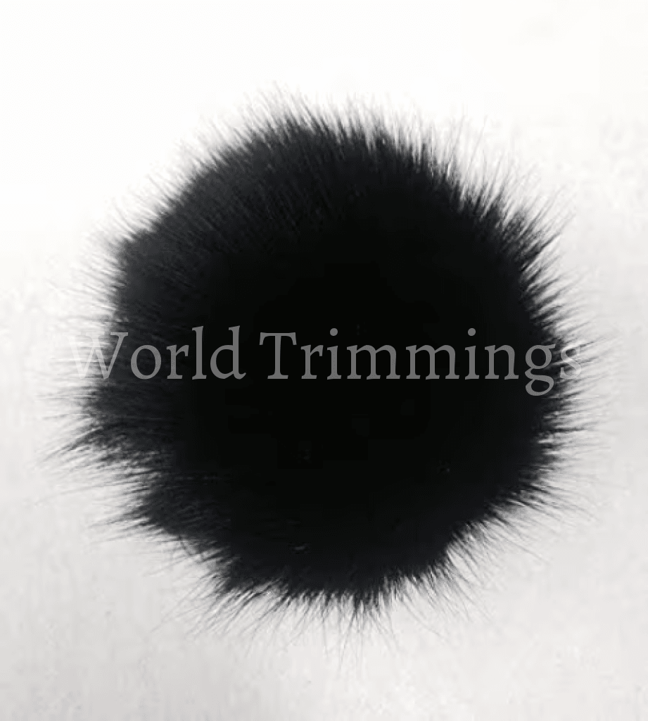 Natural Genuine Fox Fur White / Black/ Pom Ball 3.5-4 Inch Width Wholesale Price Black Hats