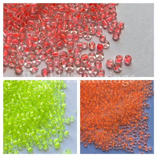 Neon Colors Seeds Beads Size 11/0 Loose Available In 3 Colors Price Per Bag/80 Grams Costume