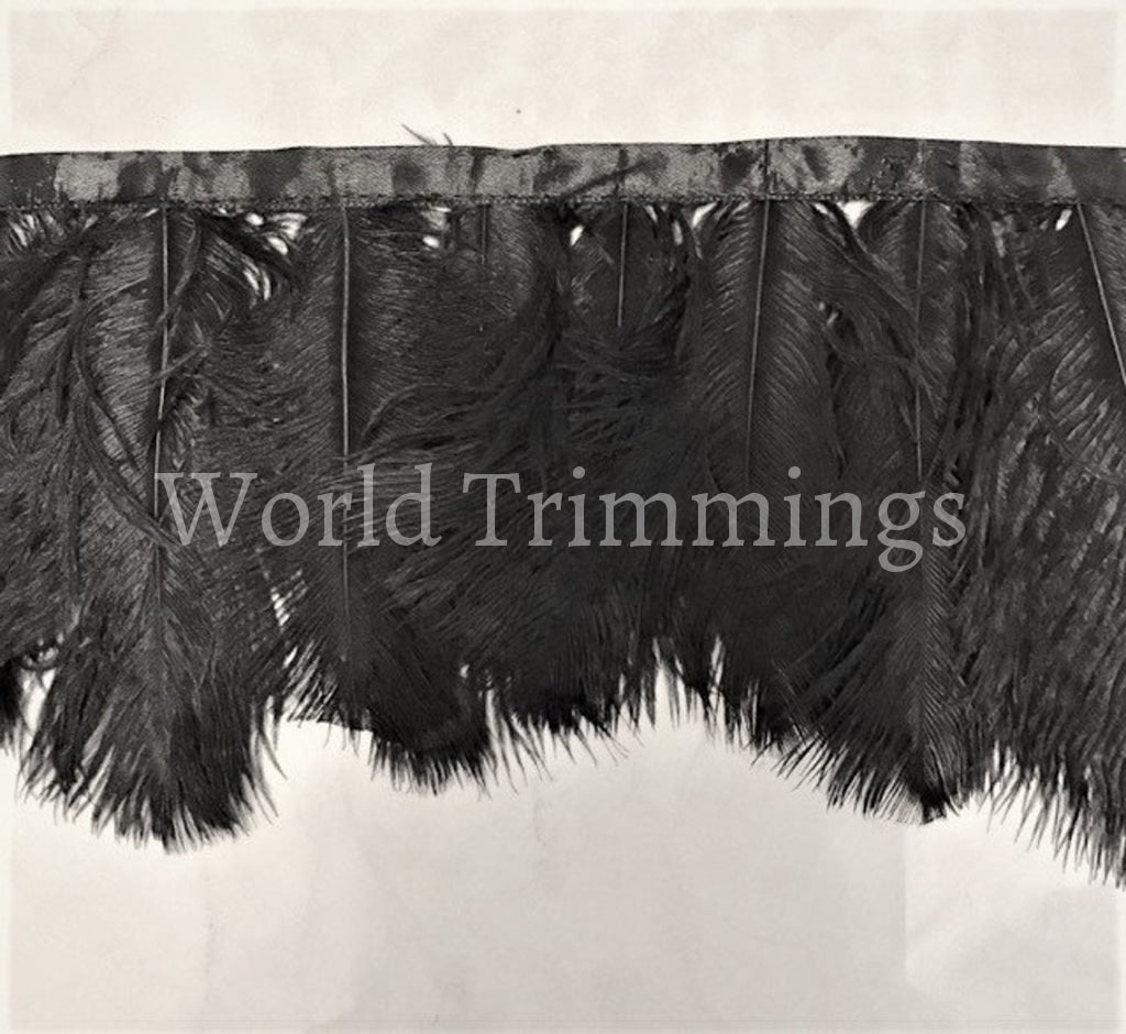 Ostrich Feather Trim 5 Long. Black Or Light Brown Colors Available Of Long Fringe - Sale! Only 8.00