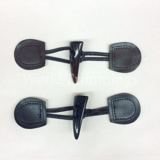 Ox Horn Syntectic Leather Toggle Buttons Coat Jacket Duffle Handmade Diy Craft 5 Pairs/dark Brown Or