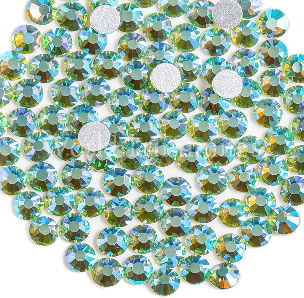 Peridot Ab 4Mm/ 5Mm/ 6Mm Loose Flat Back Rhinestone Packs/ Swarovski Shine Rhinestones Glue On