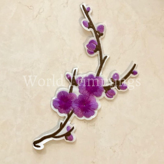 Plum Blossom Flower Embroidered Applique Patch Embroidery Adhesive Headpiece For Diy Dress Fashion