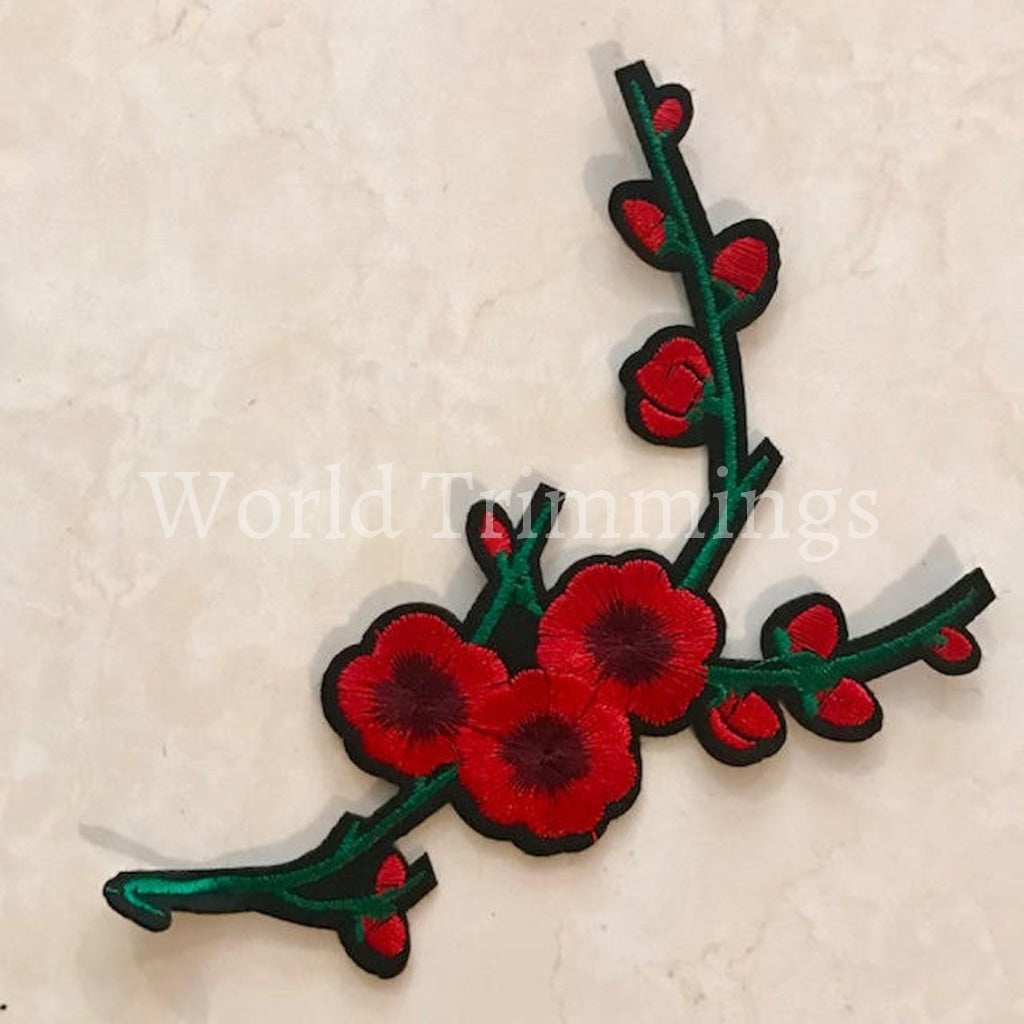 Plum Blossom Flower Embroidered Applique Patch Embroidery Adhesive Headpiece For Diy Dress Fashion