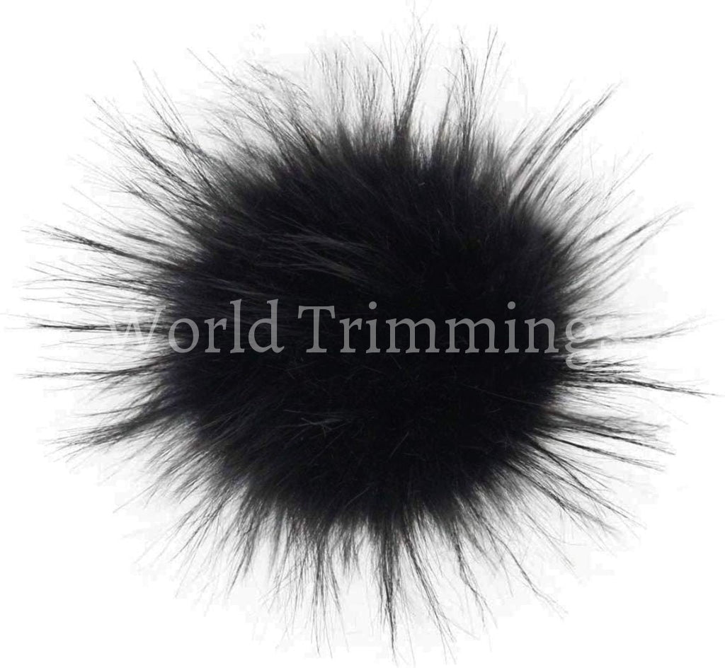 Real Fox Fur Pom 5 Inchs Hat Raccoon Pompom Large Poms Ball Black Hats