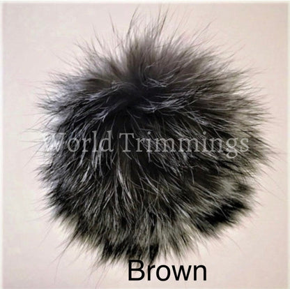 Real Fox Fur Pom 5 Inchs Hat Raccoon Pompom Large Poms Ball Brown Hats