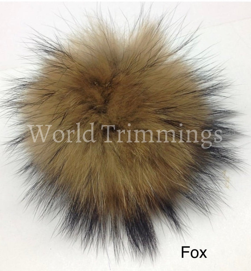Extra Large 6″ Real FoxFur Pom Pom Hat Raccoon Pompom Fox Fur Pompom Large  Pom Poms Fur Ball