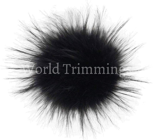 Real Fox Fur Pom Black Color 5 Inchs Hat Raccoon Pompom Large Poms Ball Hats